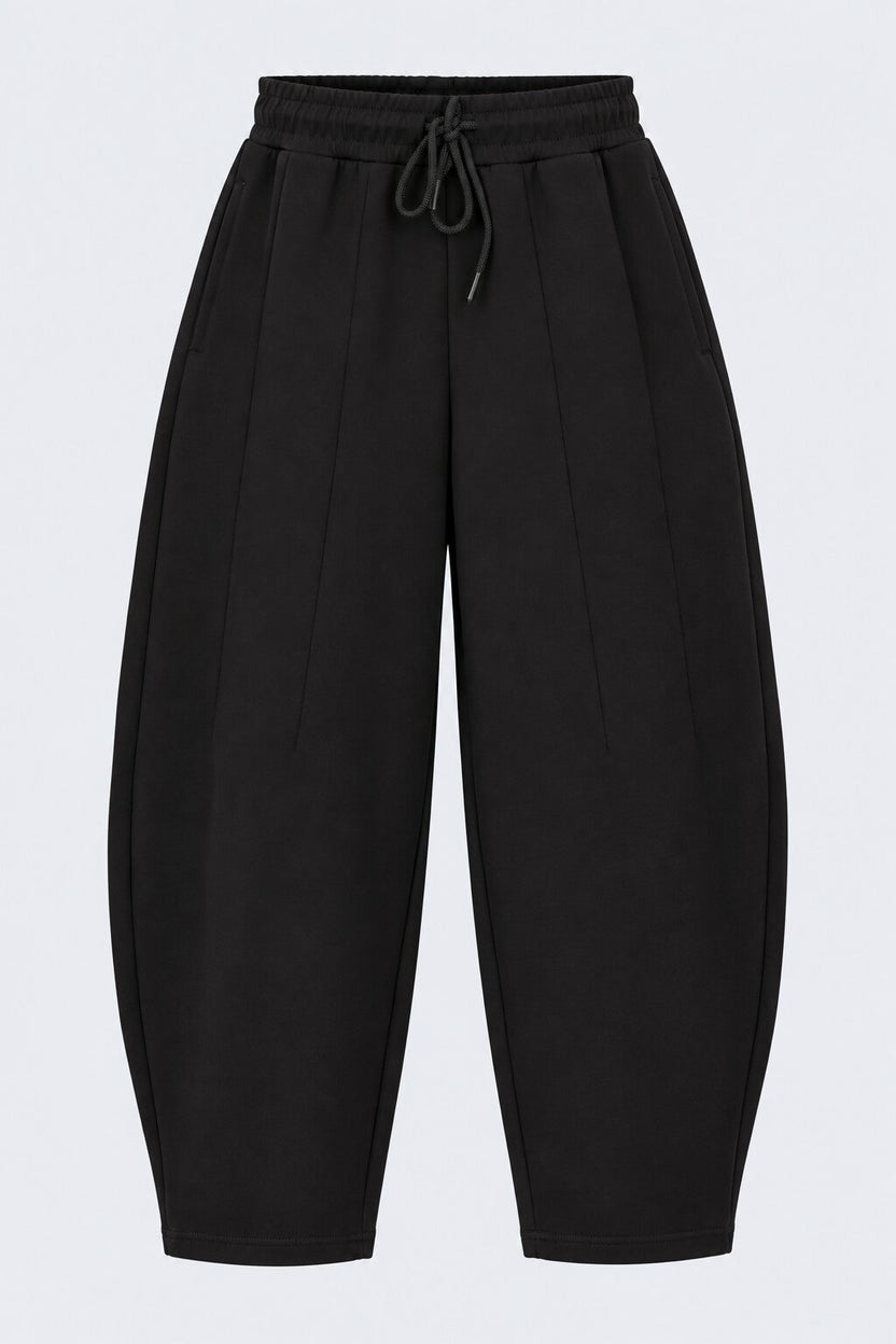 Womens Barrel Fit Solid Black Pant - Image 7