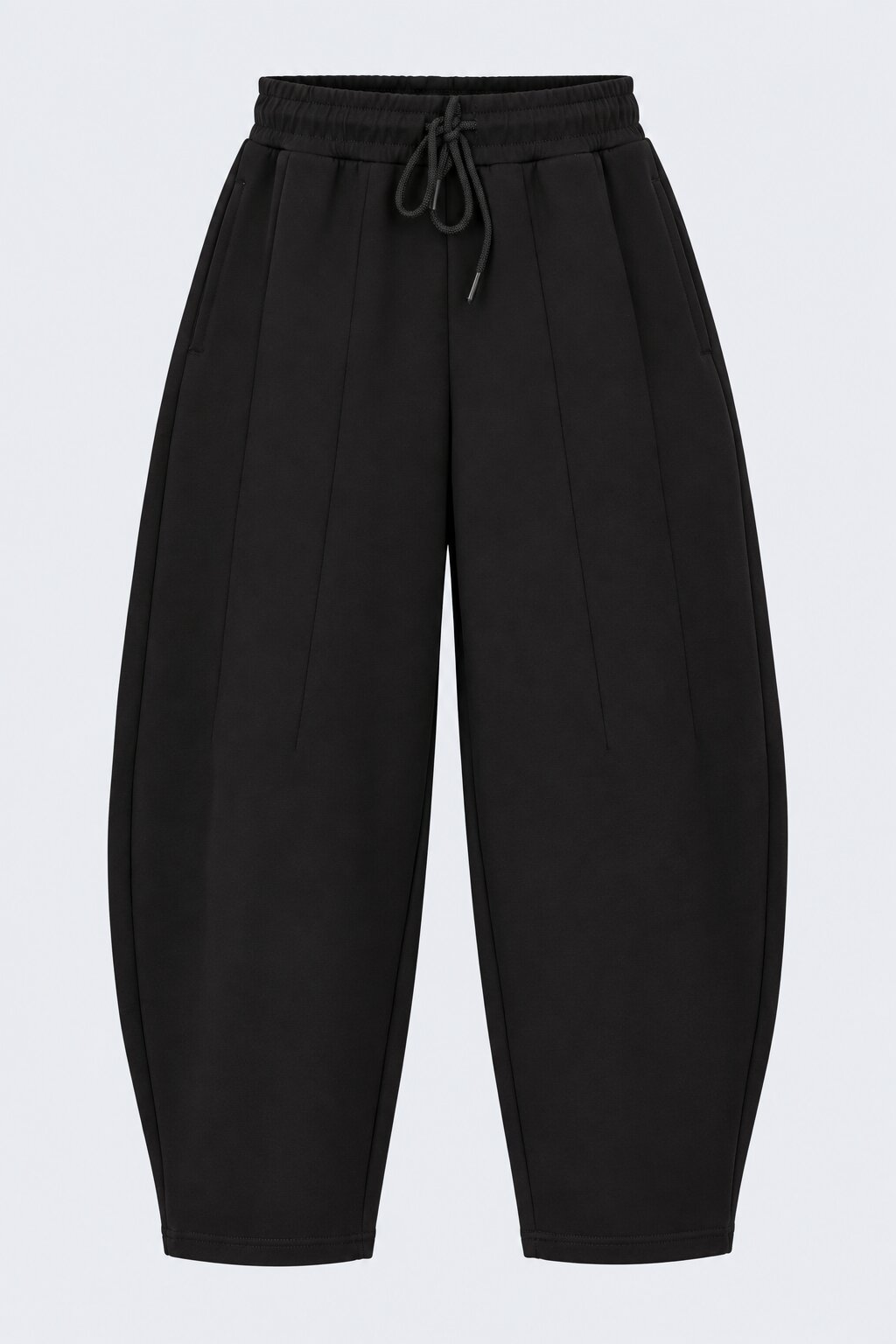Womens Barrel Fit Solid Black Pant - Image 7