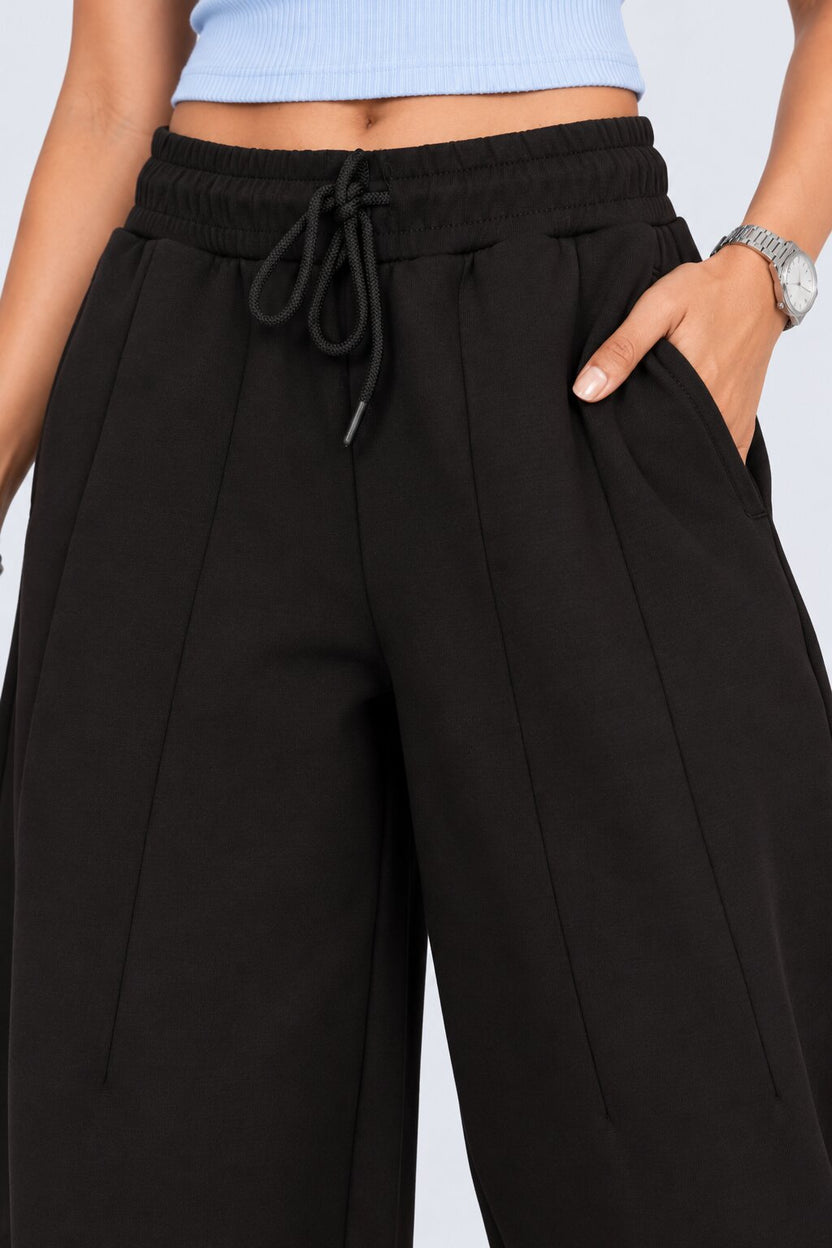 Womens Barrel Fit Solid Black Pant - Image 8