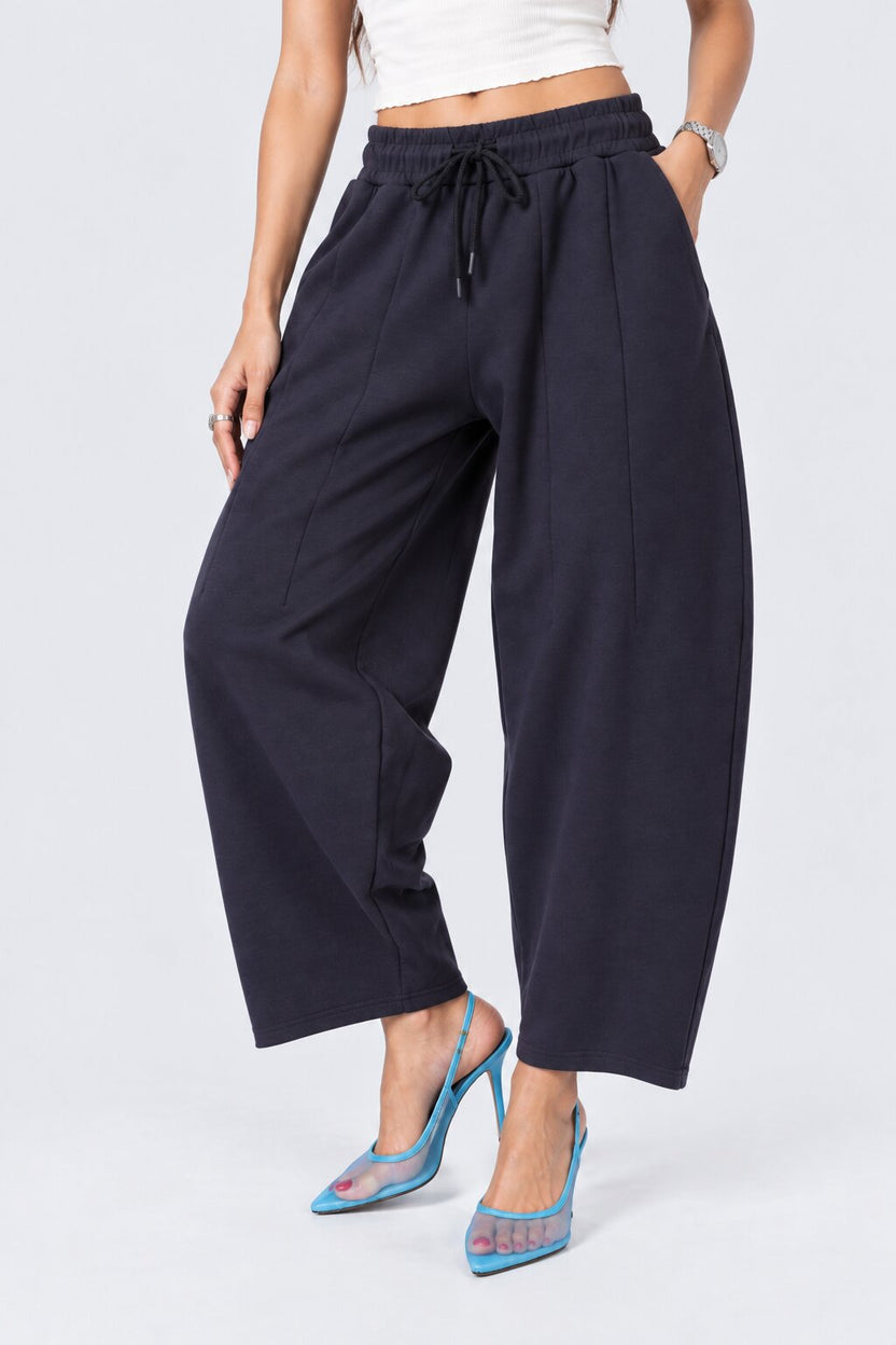 Womens Barrel Fit Solid Navy Pant - Image 2