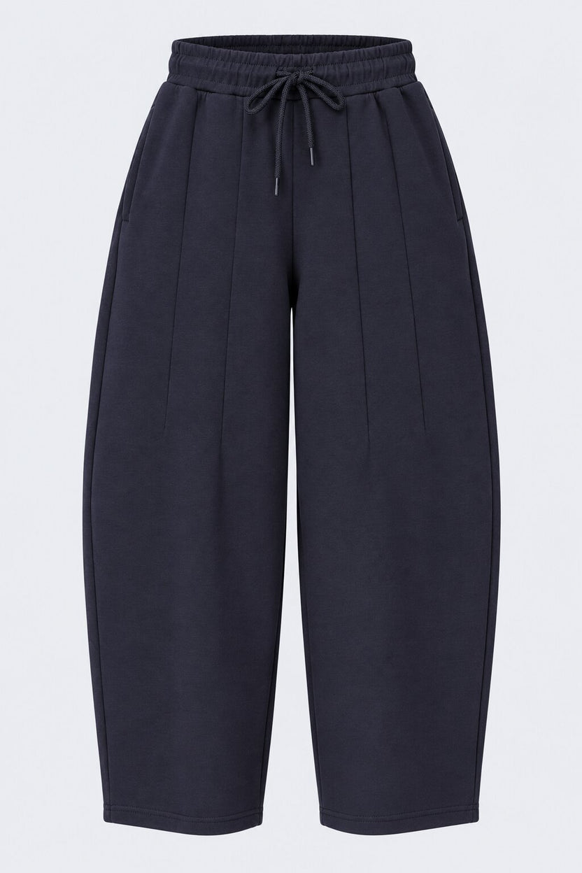 Womens Barrel Fit Solid Navy Pant - Image 7
