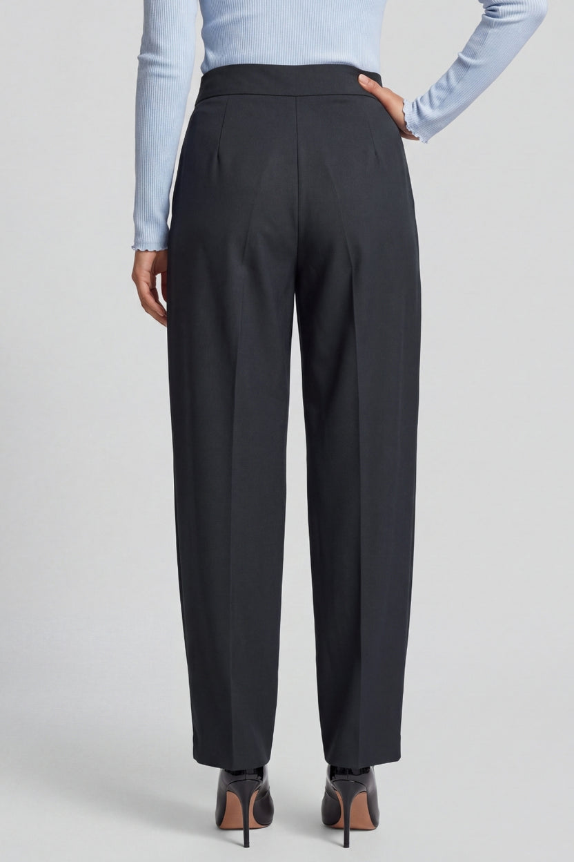 Womens Navy Regular Pleated Trouser - Image 5