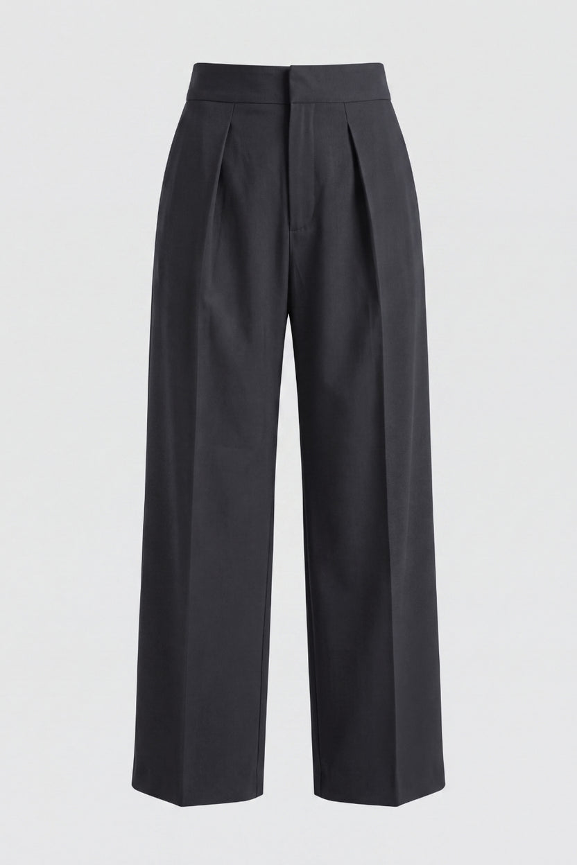 Womens Navy Regular Pleated Trouser - Image 7