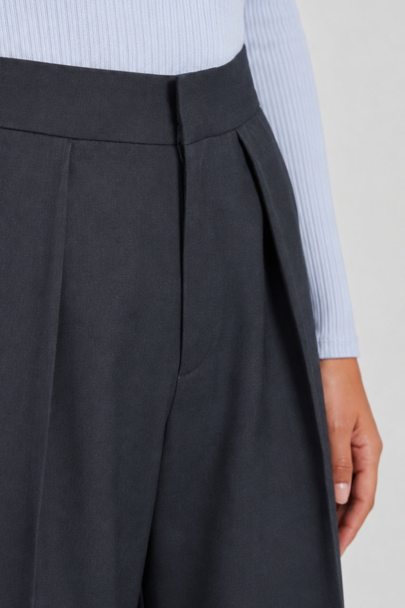 Womens Navy Regular Pleated Trouser - Image 9