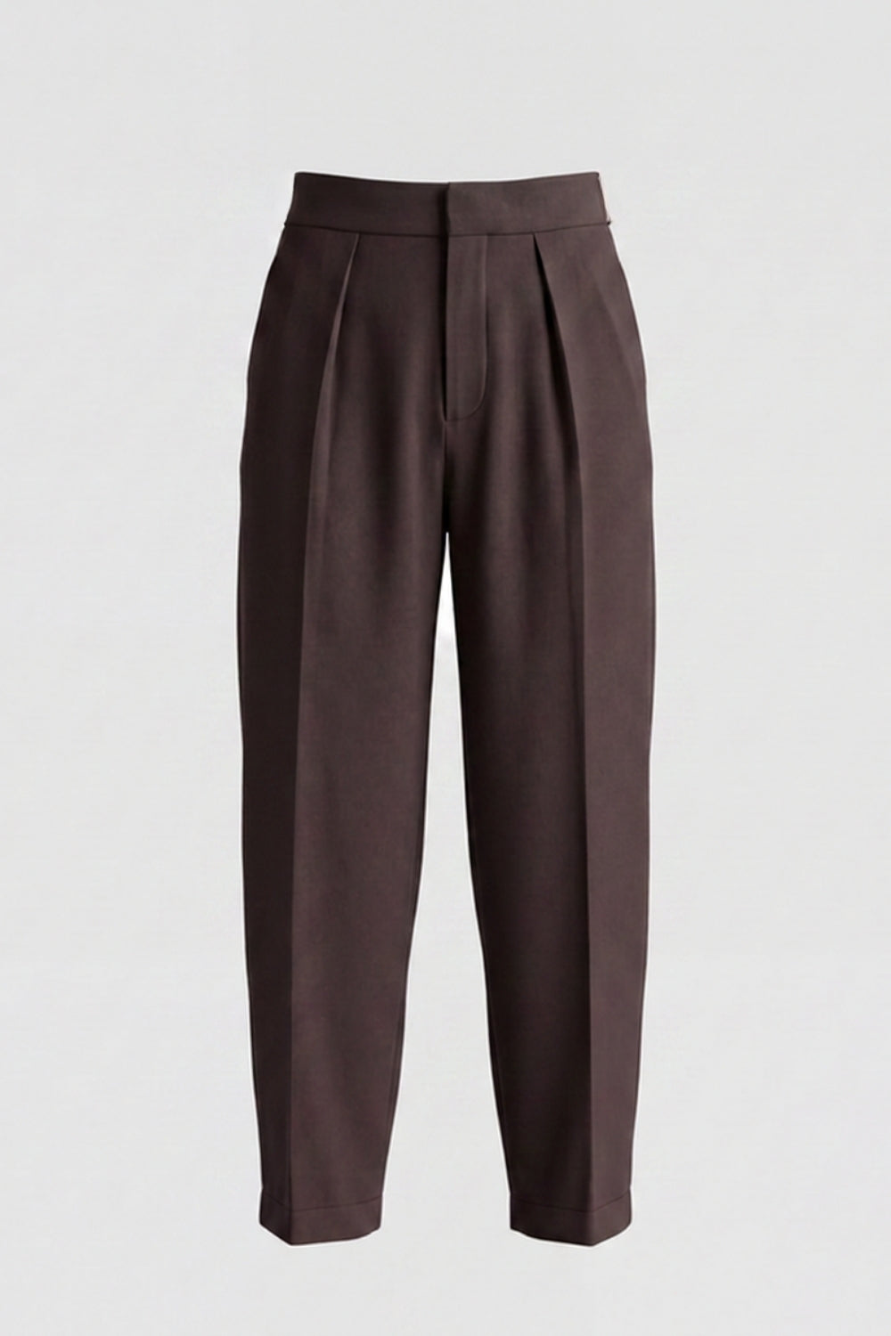 Womens Brown Regular Pleated Trouser - Image 7