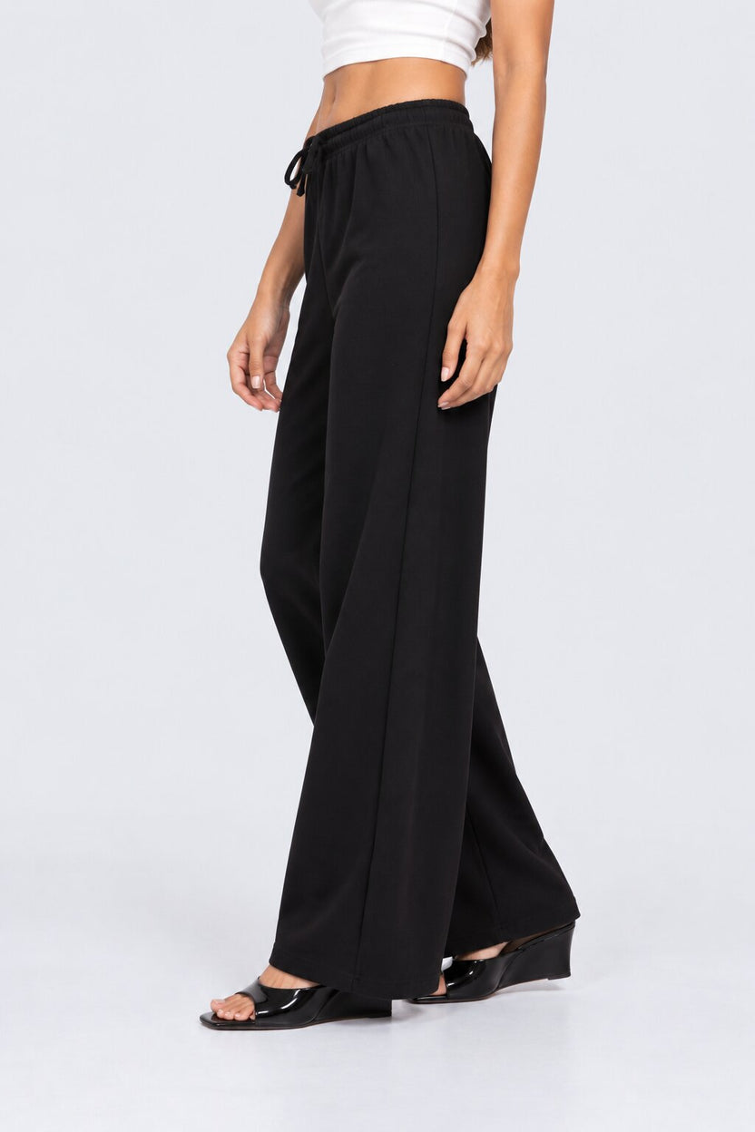 Womens Black Straight Fit Solid Pant - Image 4