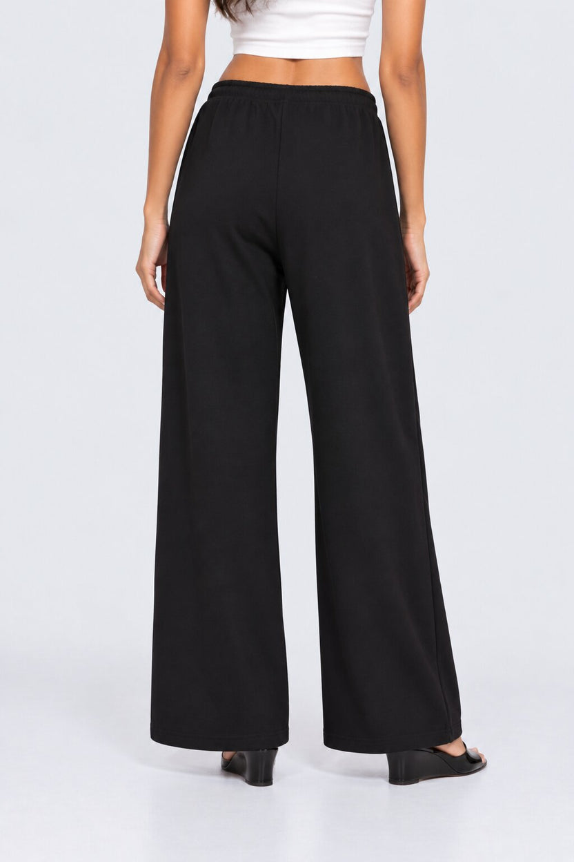Womens Black Straight Fit Solid Pant - Image 5