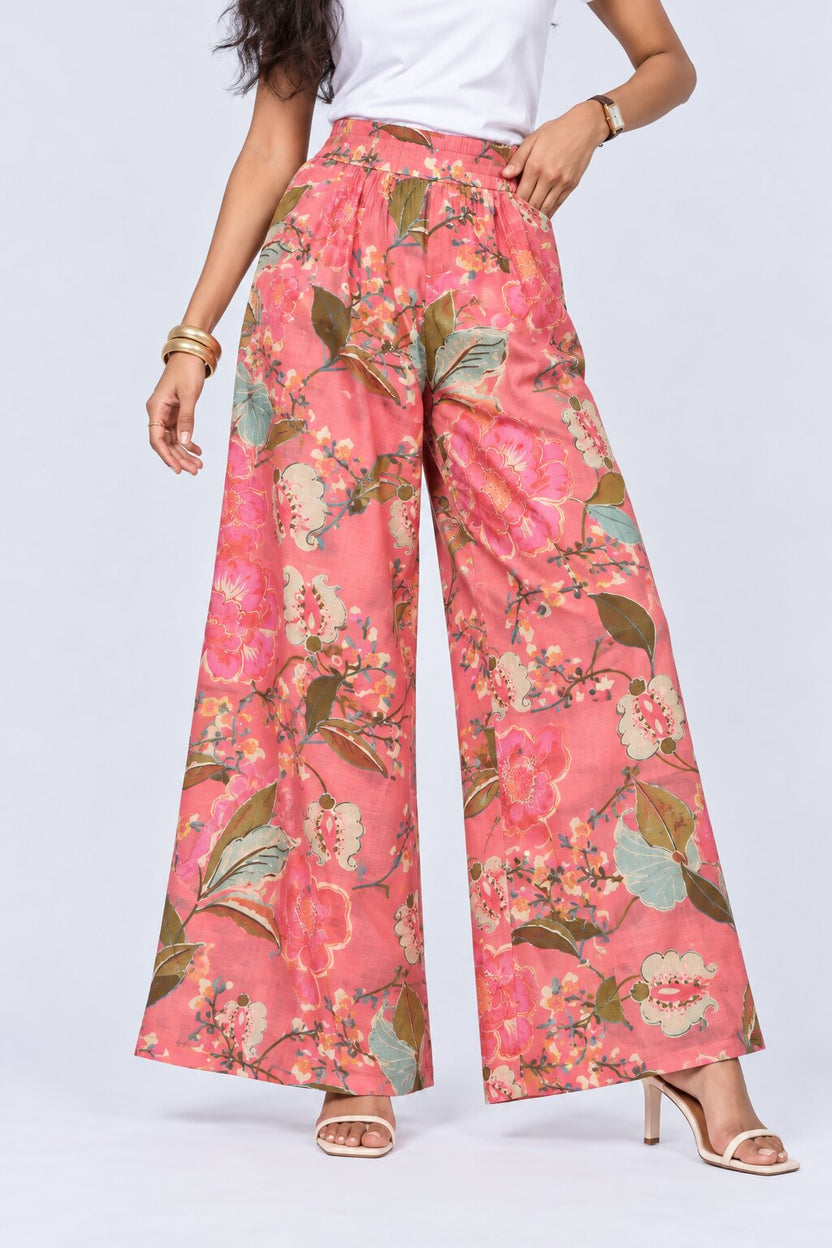 Womens Pink Floral Print Peplum Co-Ord Set - Image 4