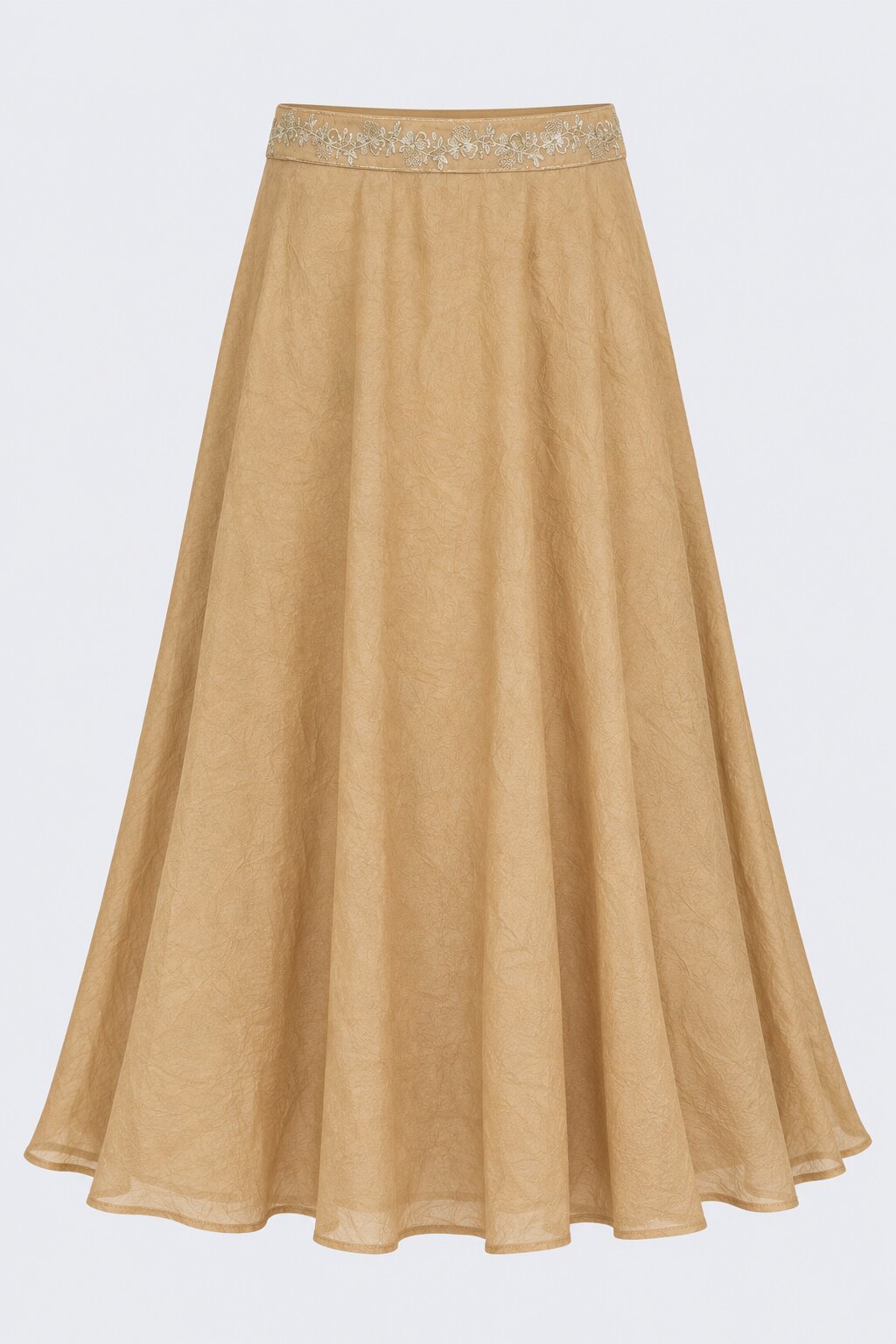 Womens Beige Textured Flared Skirt - Image 6
