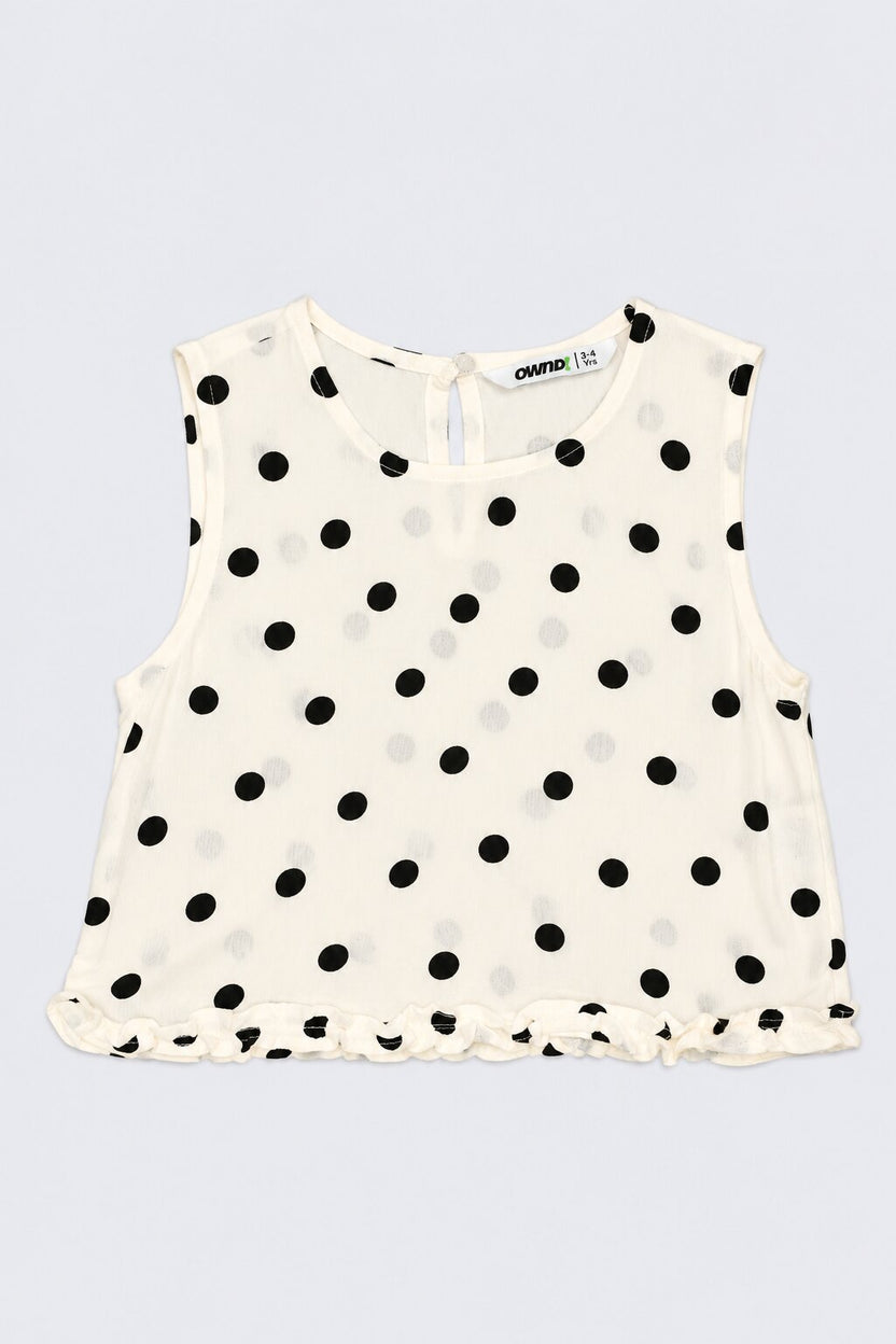 Girls Off White Polka Dot Co-Ord Set - Image 2