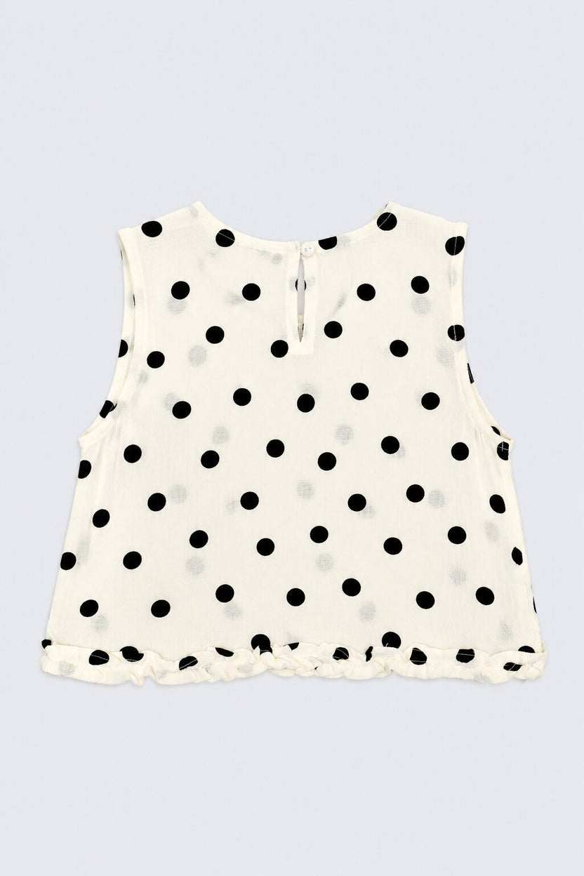 Girls Off White Polka Dot Co-Ord Set - Image 3