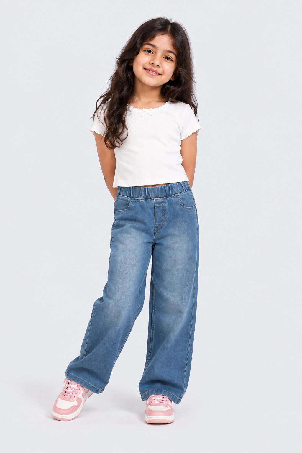 Girls Blue Blue Wide Leg Jeans - Image 1