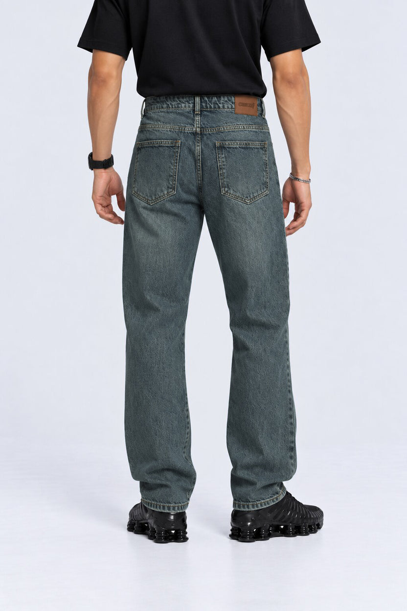 Mens Charcoal Washed Regular Fit Jeans - Image 5