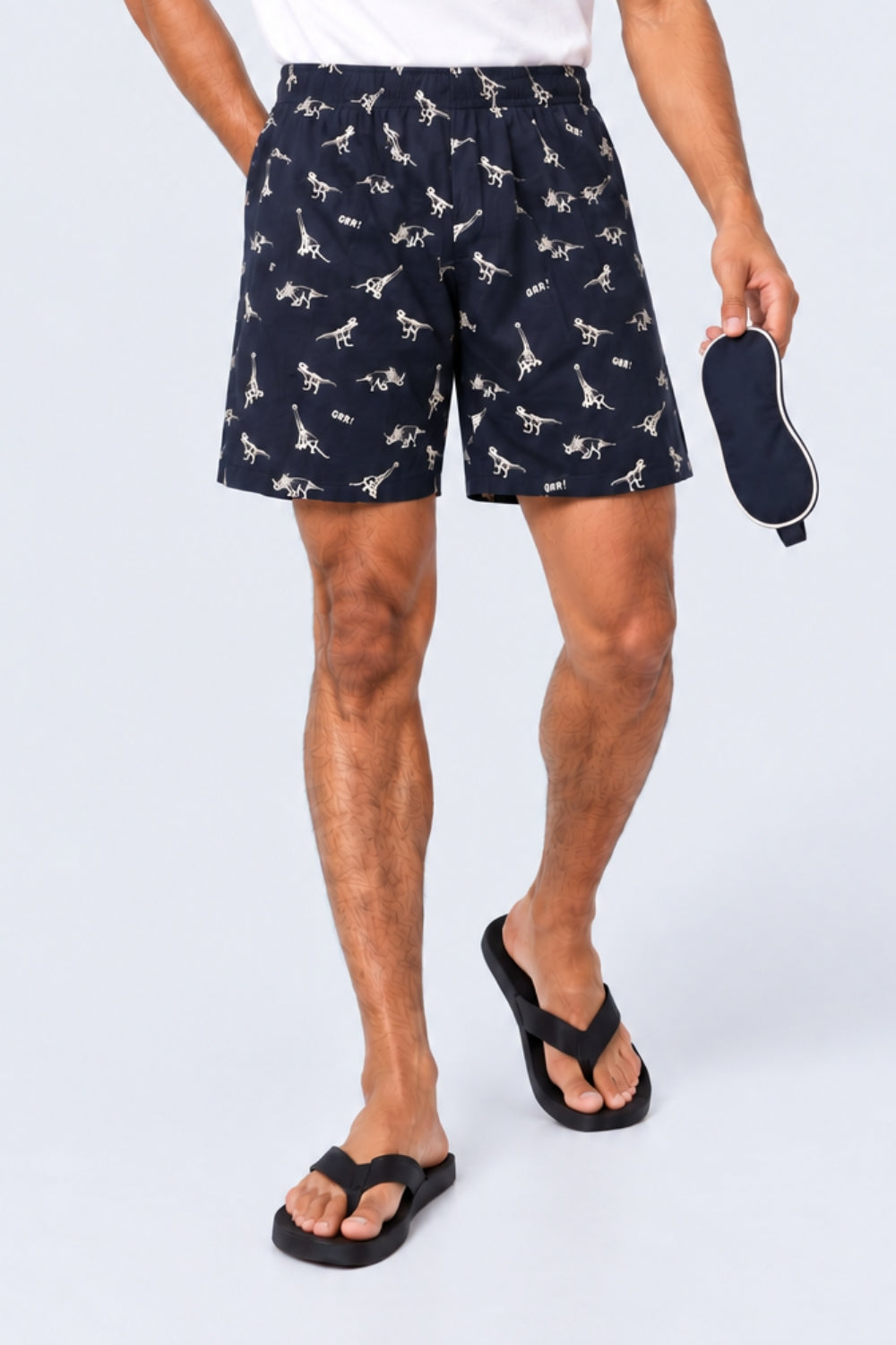 Mens Navy Dinosaur Print Boxer - Image 1