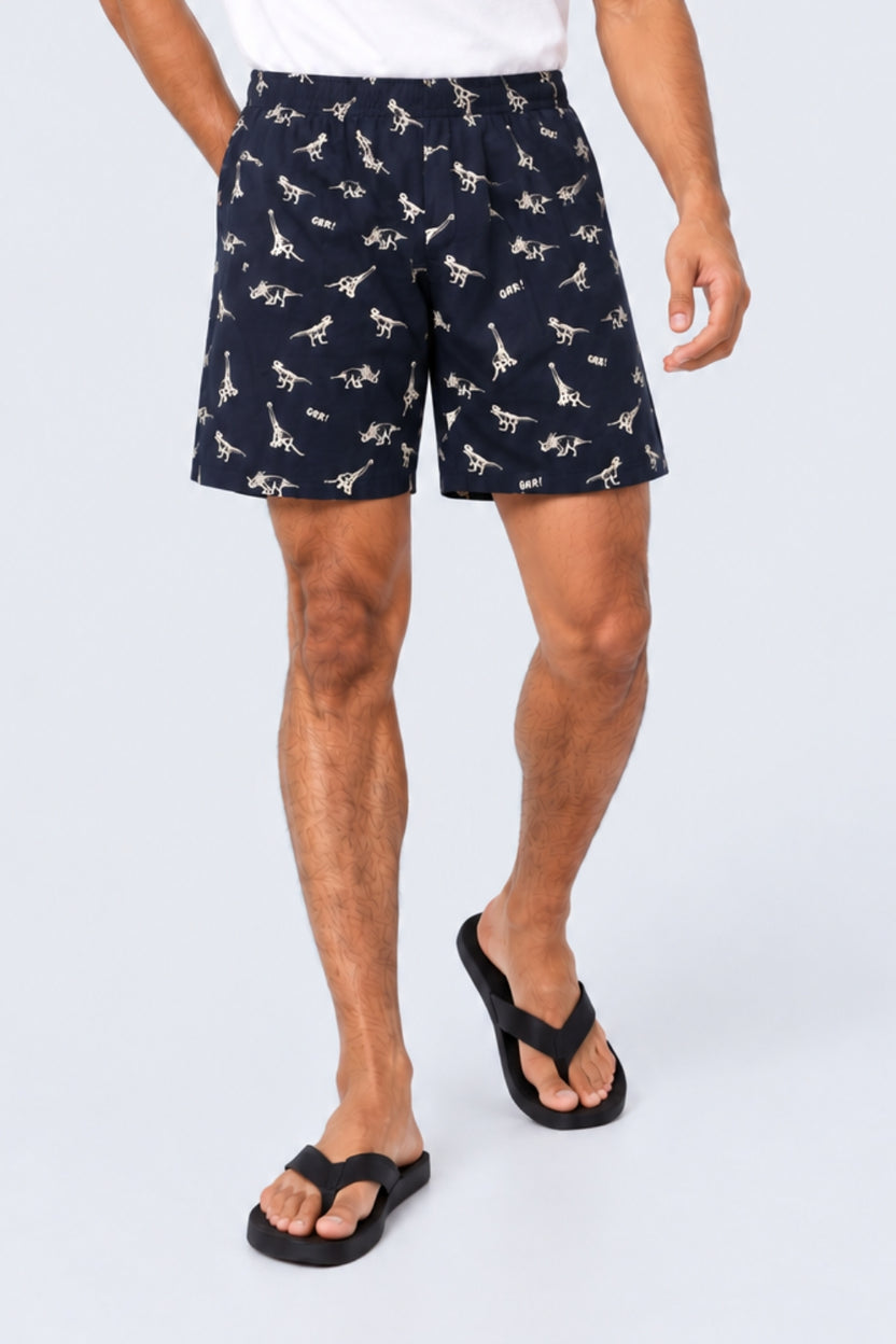 Mens Navy Dinosaur Print Boxer - Image 2