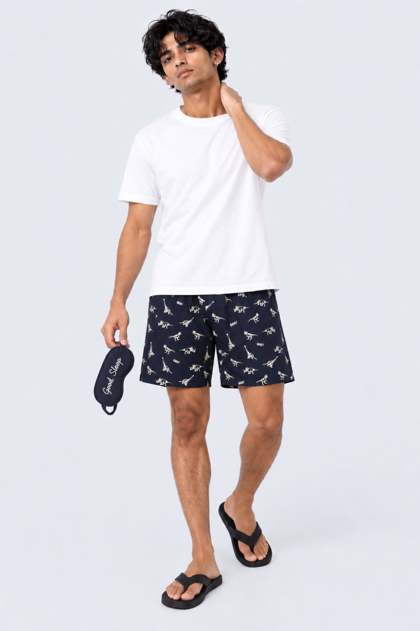 Mens Navy Dinosaur Print Boxer - Image 6