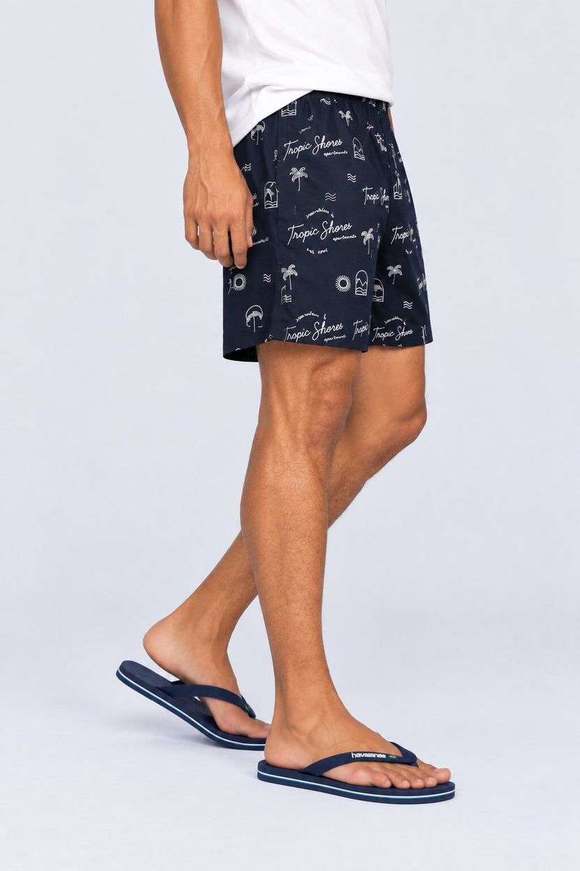 Mens Navy Tropic Shores Print Boxer - Image 4