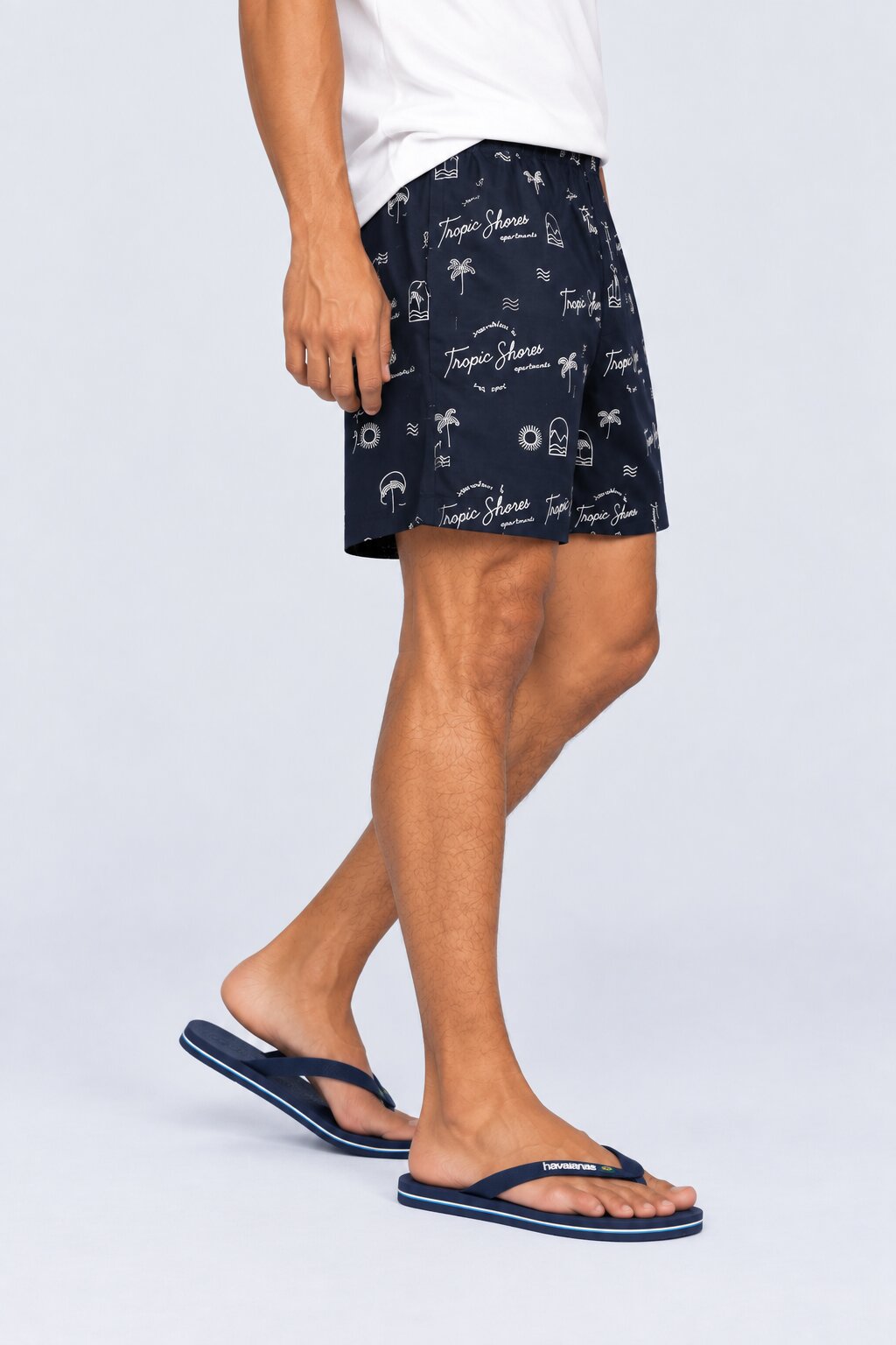 Mens Navy Tropic Shores Print Boxer - Image 4