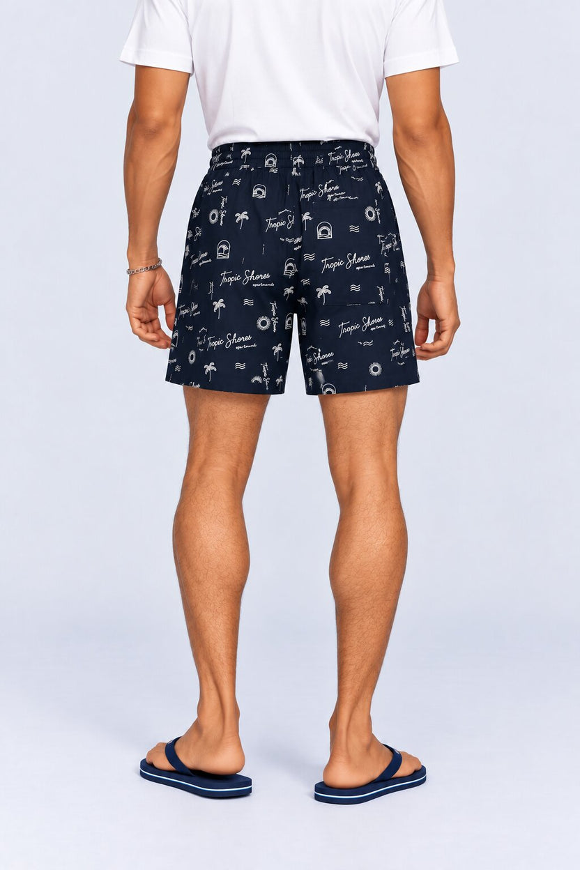 Mens Navy Tropic Shores Print Boxer - Image 5