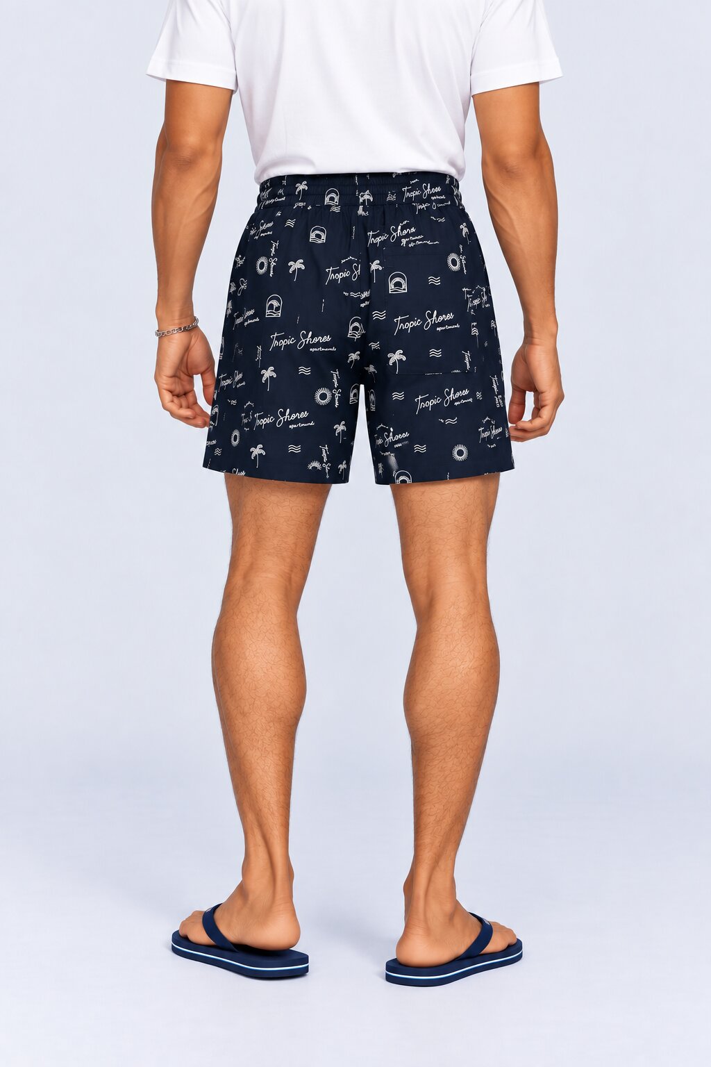 Mens Navy Tropic Shores Print Boxer - Image 5