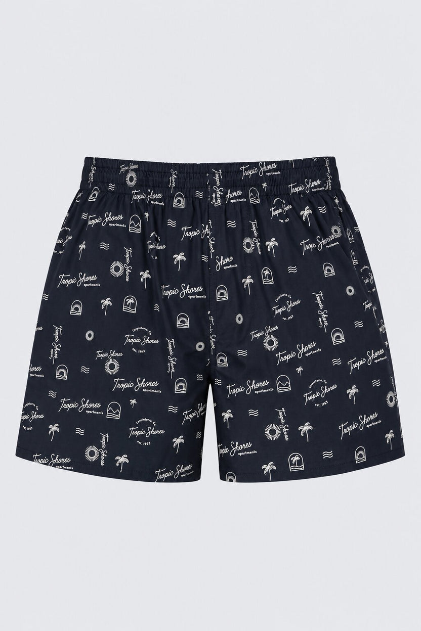 Mens Navy Tropic Shores Print Boxer - Image 7