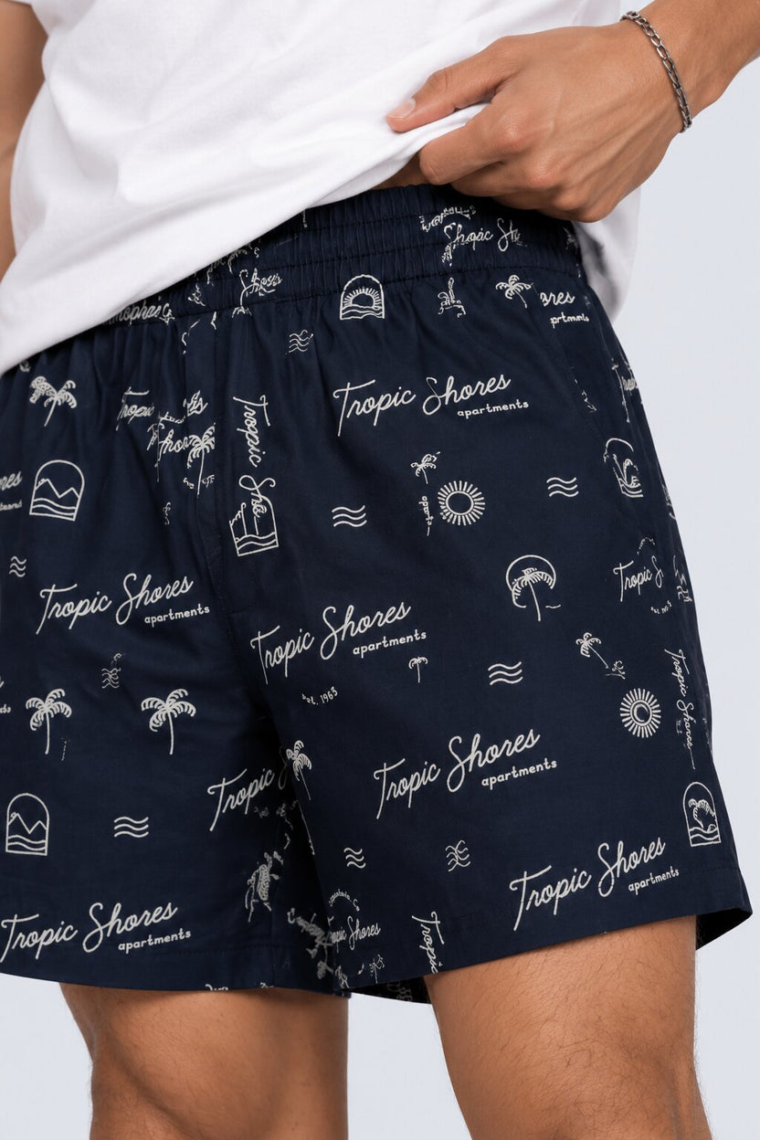 Mens Navy Tropic Shores Print Boxer - Image 9