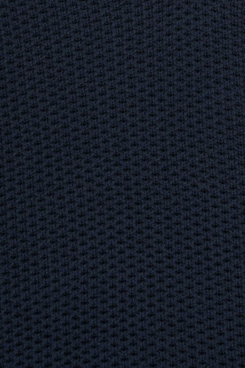Mens Navy Textured Knit Polo Sweatshirt - Image 8