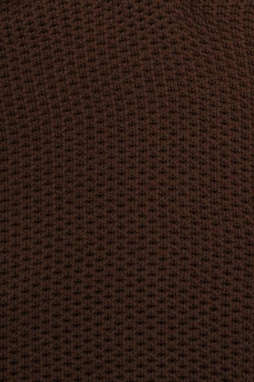 Mens Brown Textured Knit Polo Sweatshirt - Image 8