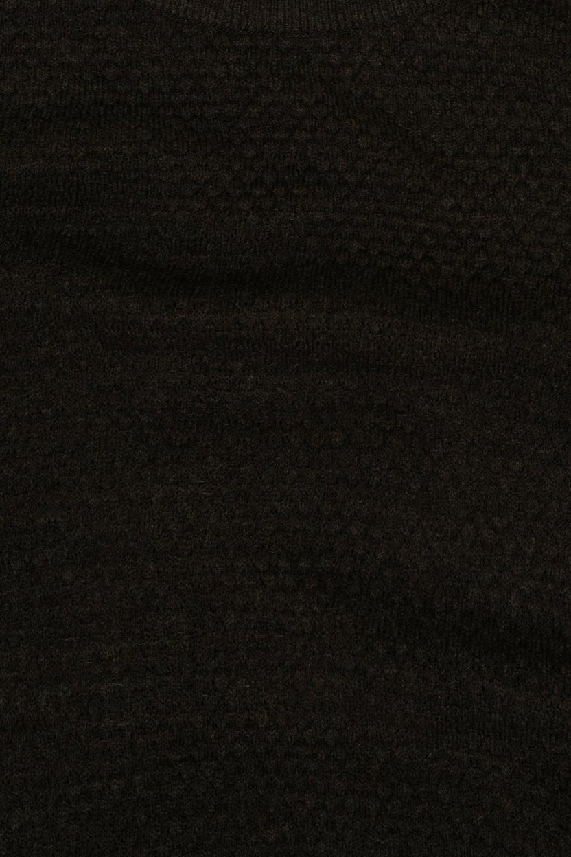 Mens Olive  Textured Crew Neck Knit Sweater - Image 7