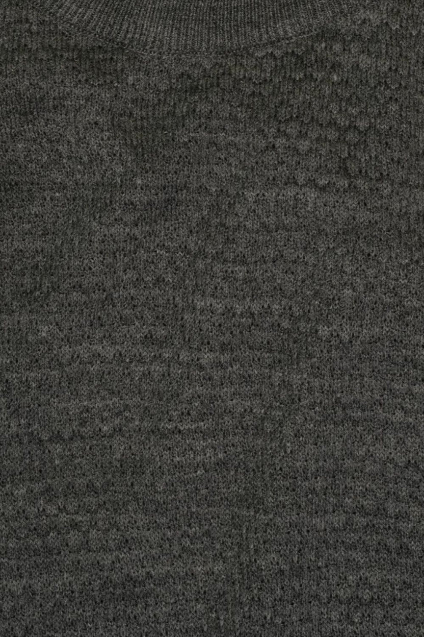 Mens Grey Textured Crew Neck Knit Sweater - Image 8