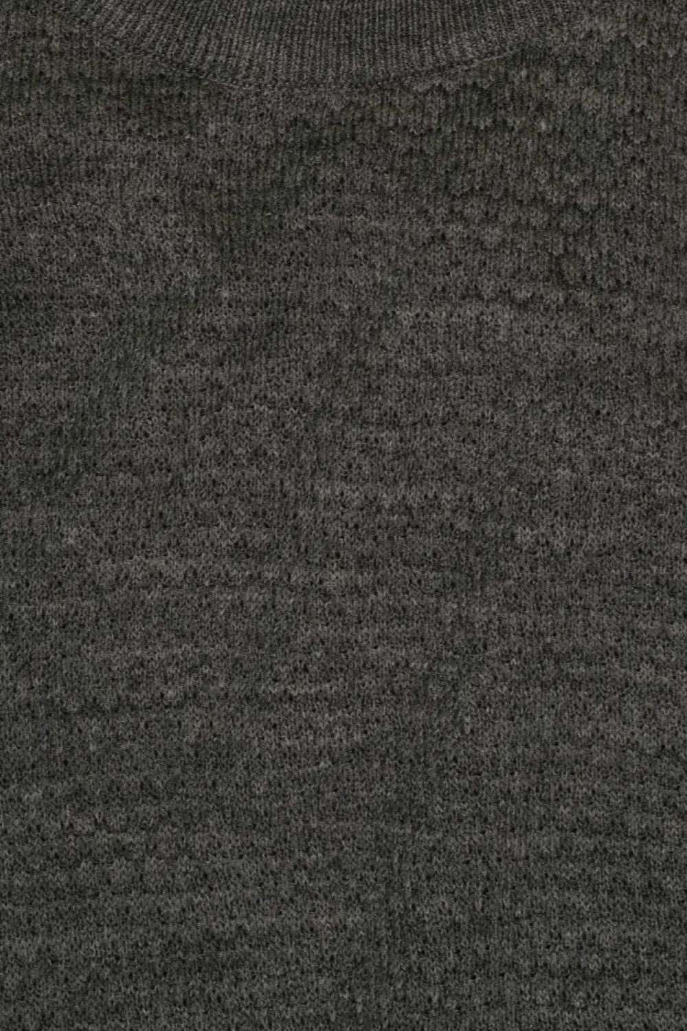 Mens Grey Textured Crew Neck Knit Sweater - Image 8