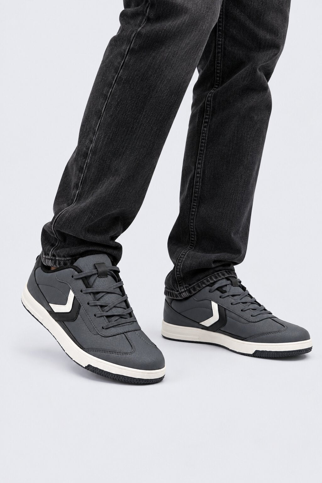 Mens Grey Colorblock Lace-Up Sneaker - Image 1