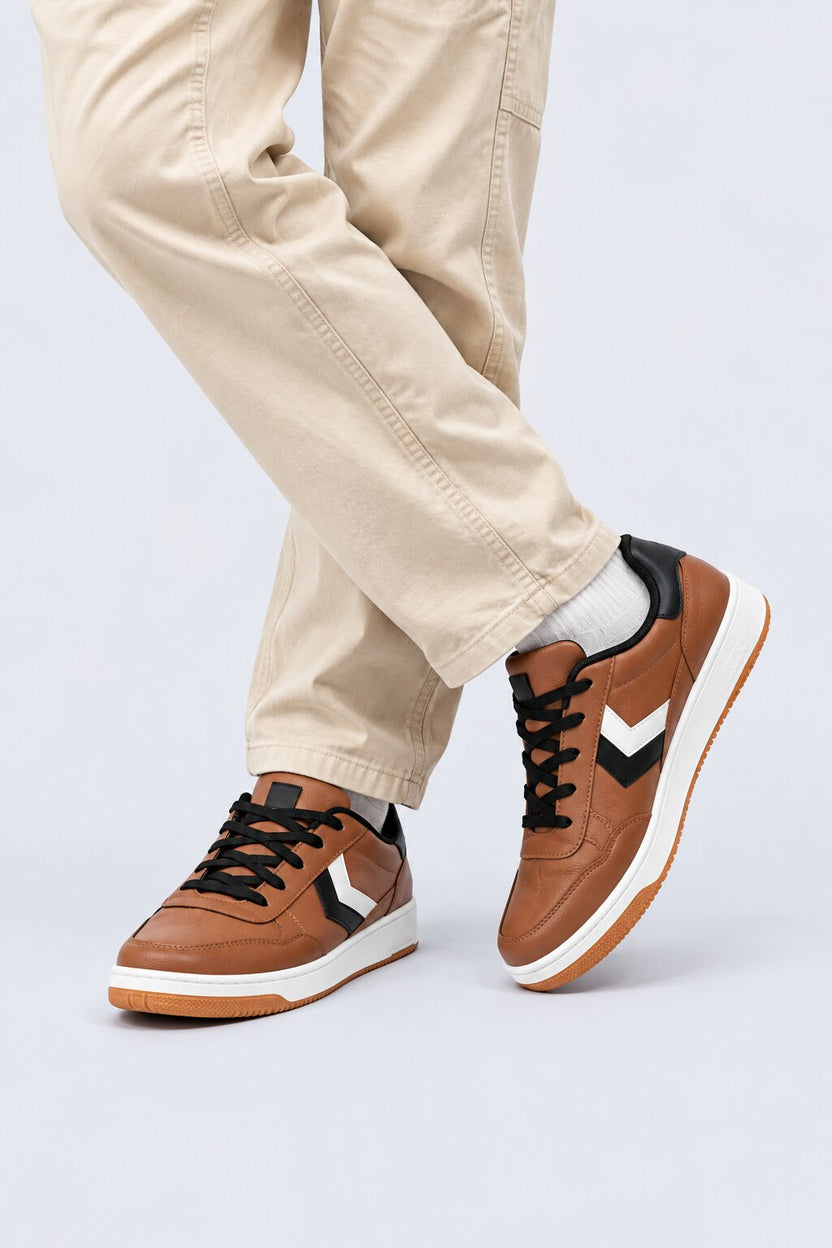 Mens Brown Colorblock Lace-Up Sneaker - Image 2