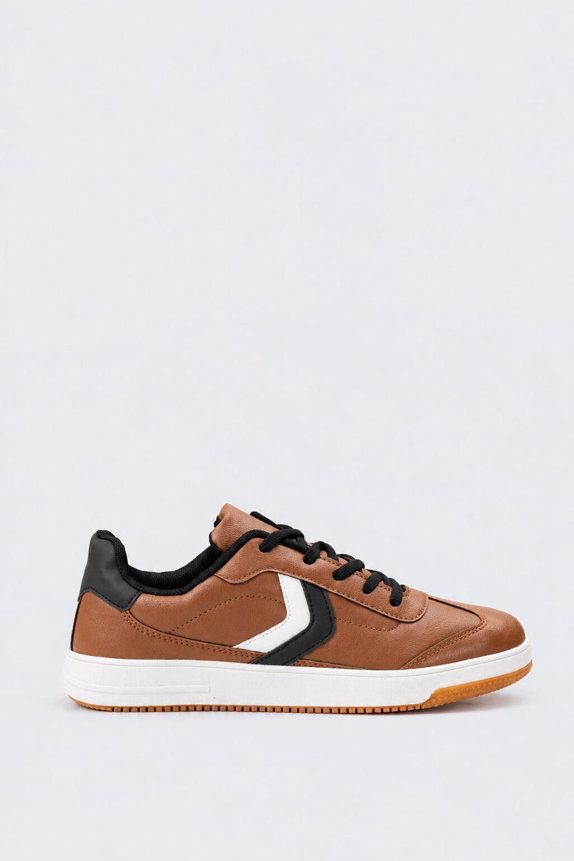Mens Brown Colorblock Lace-Up Sneaker - Image 3