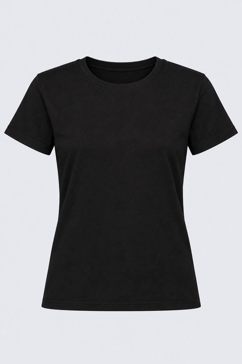 Womens Regular Fit Solid Black T-Shirt - Image 6
