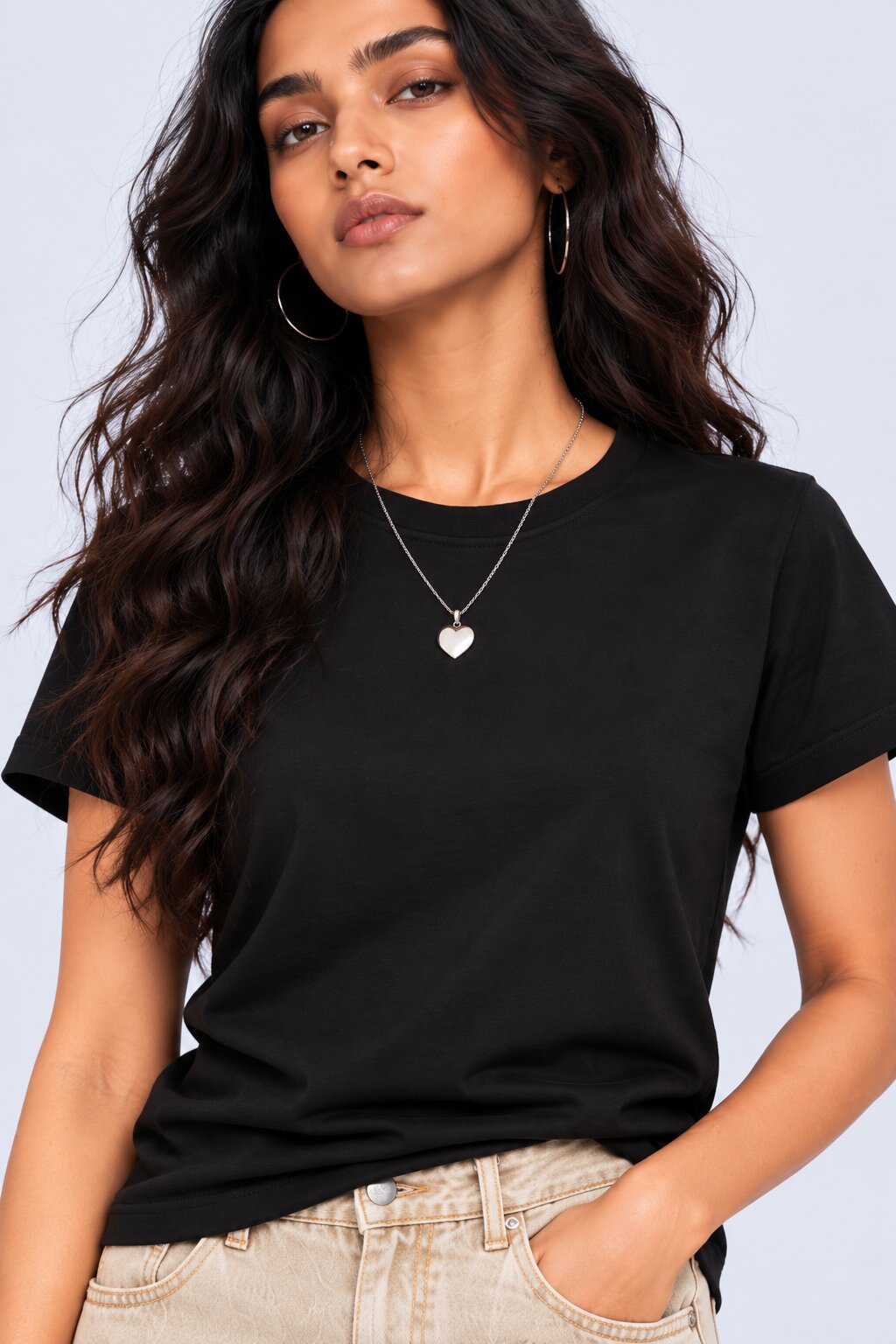 Womens Regular Fit Solid Black T-Shirt - Image 8