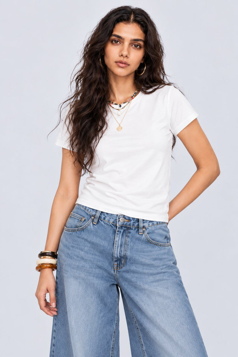 Womens Regular Fit Solid White T-Shirt - Image 2