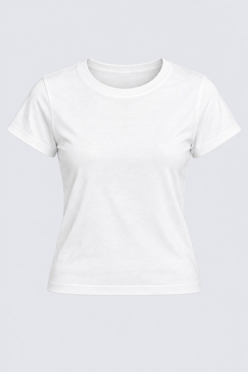 Womens Regular Fit Solid White T-Shirt - Image 7
