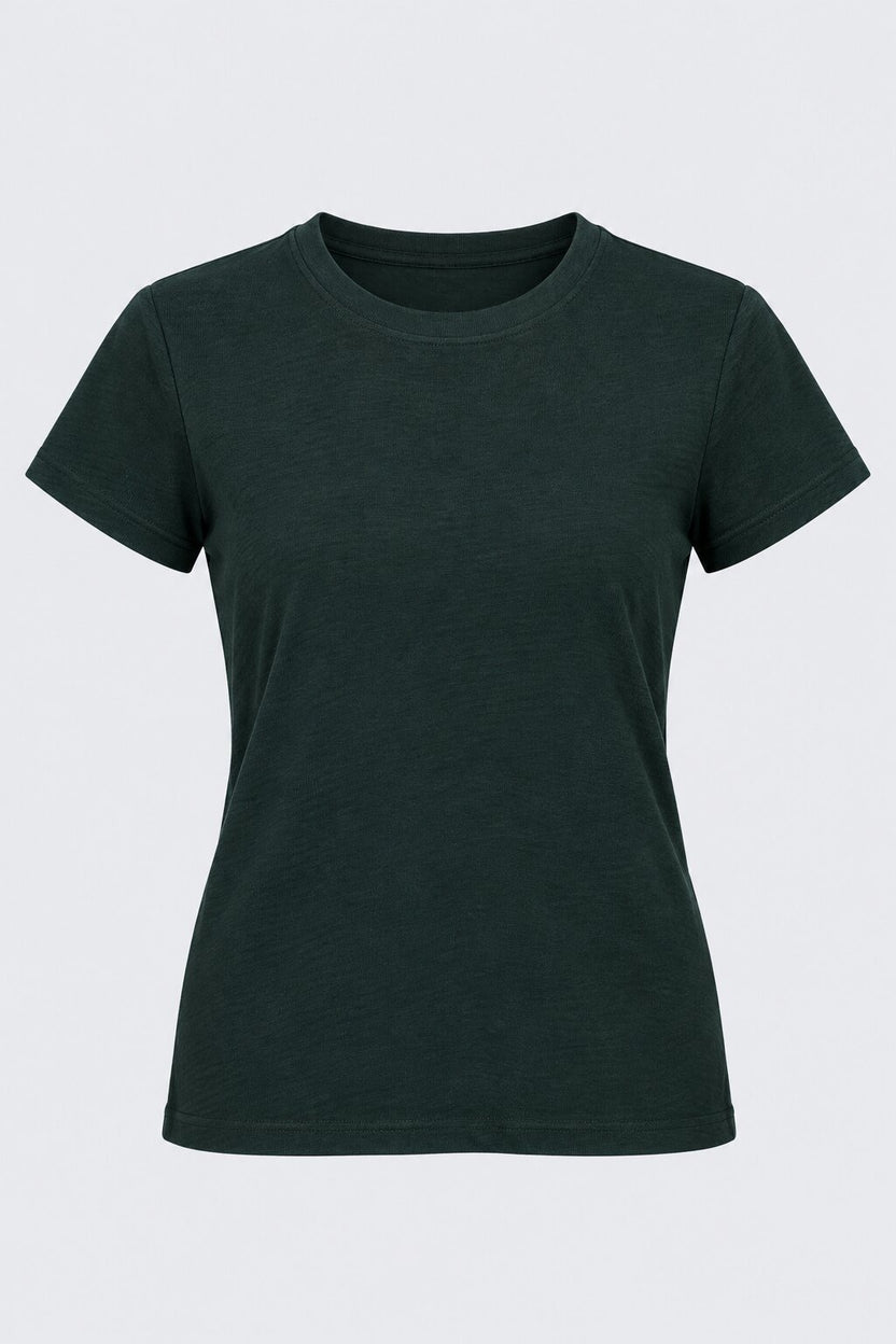 Womens Regular Fit Solid Teal T-Shirt - Image 7