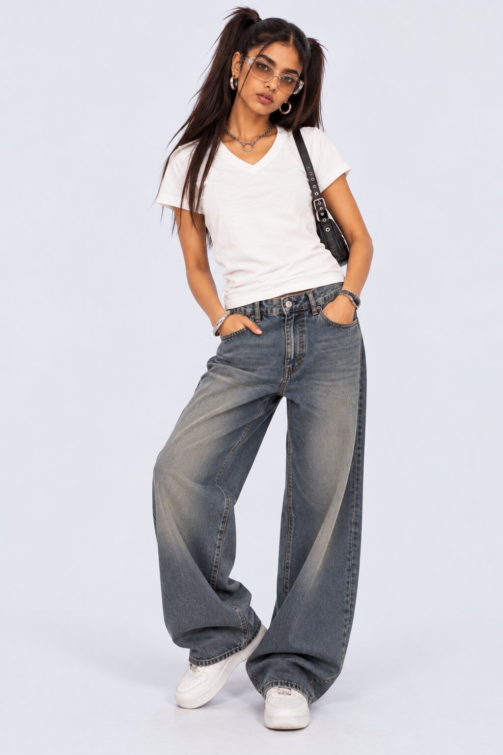 Womens Solid White V-Neck T-Shirt - Image 6