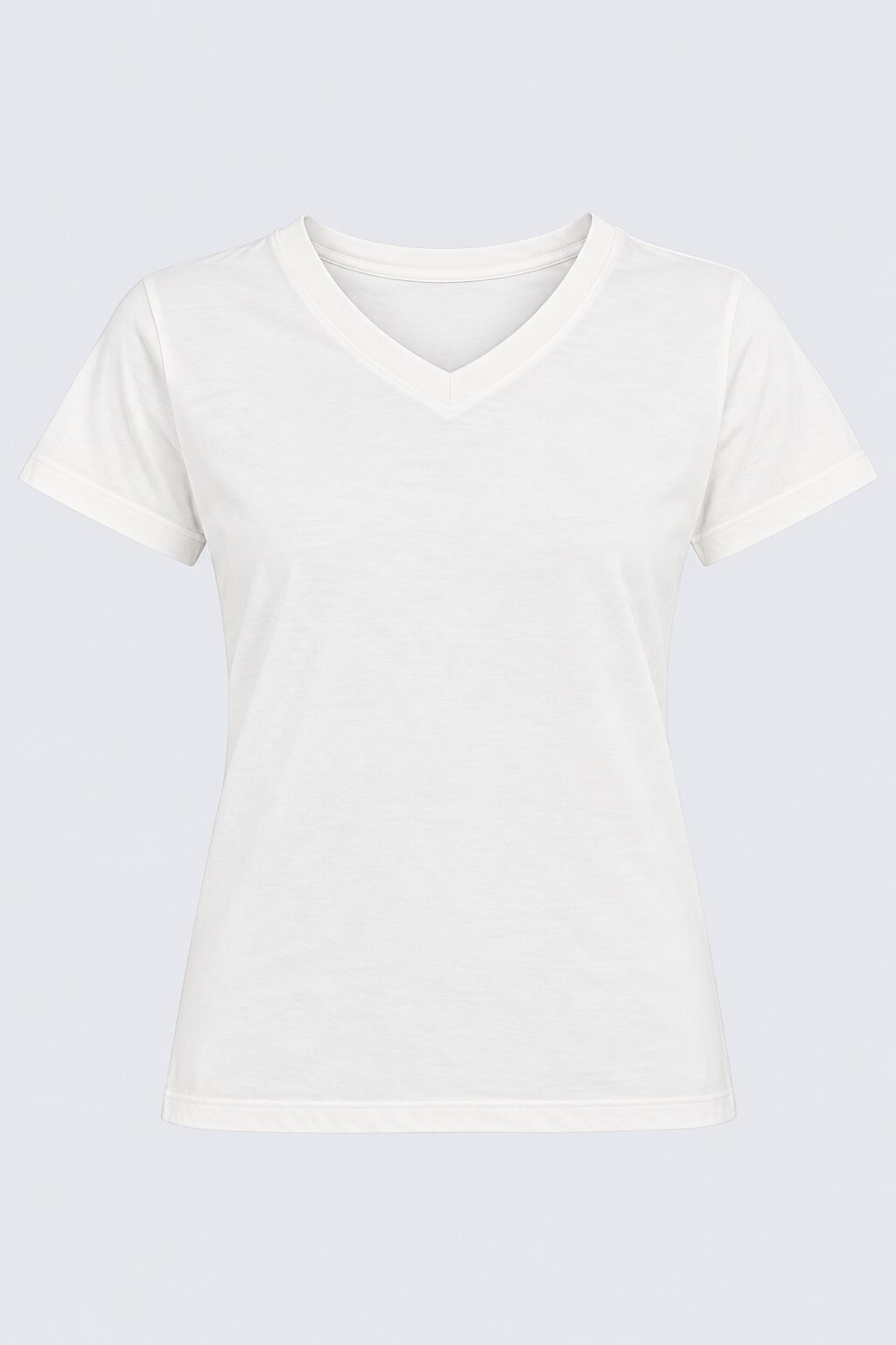 Womens Solid White V-Neck T-Shirt - Image 7