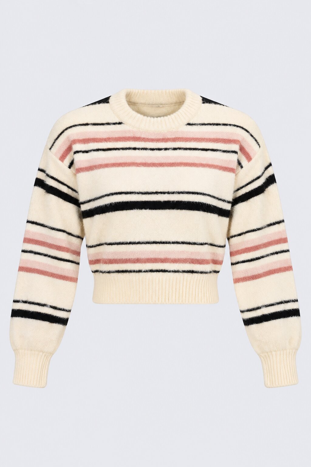 Womens Striped Pink Knit Sweater - Image 7