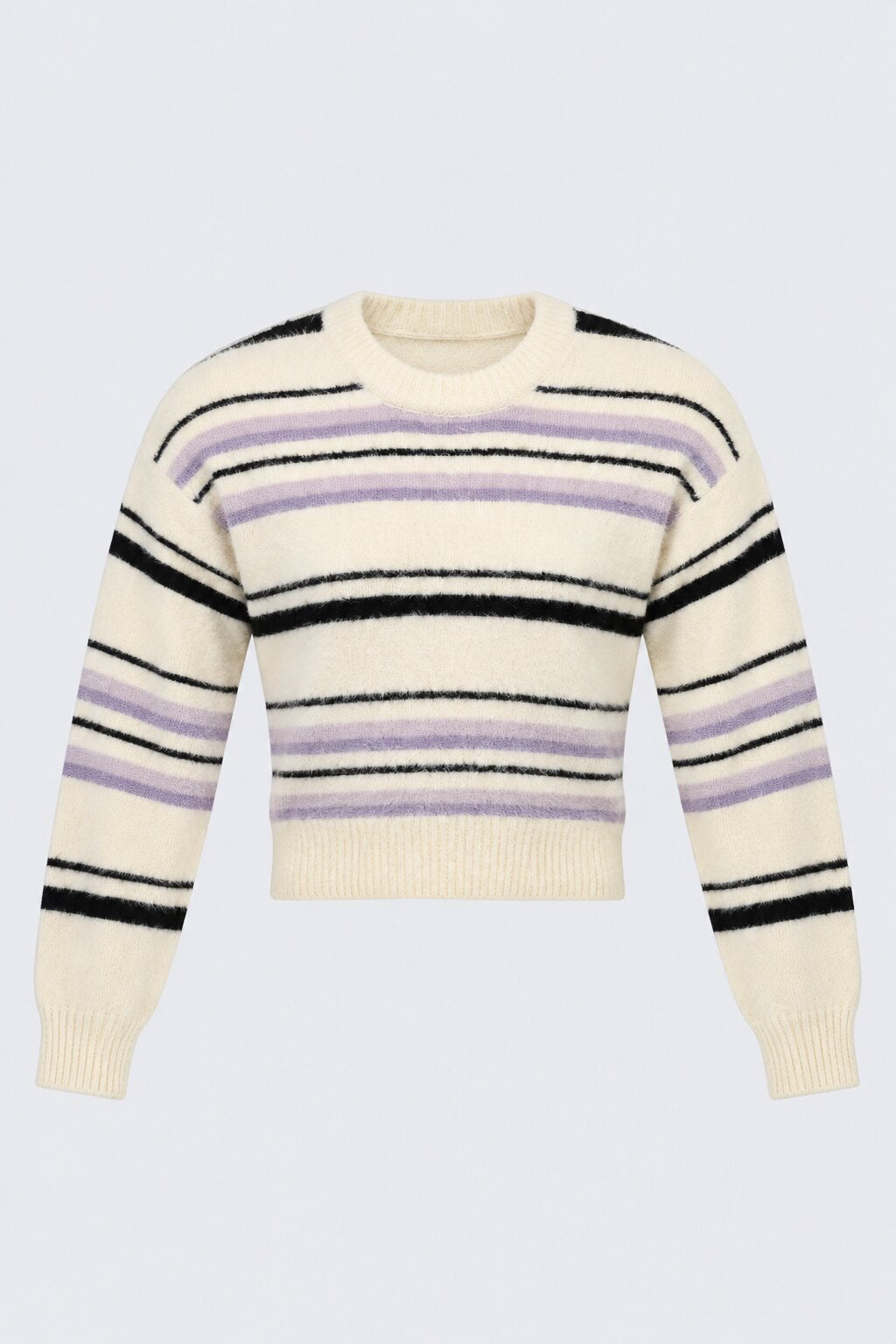 Womens Striped Lilac Knit Sweater - Image 6