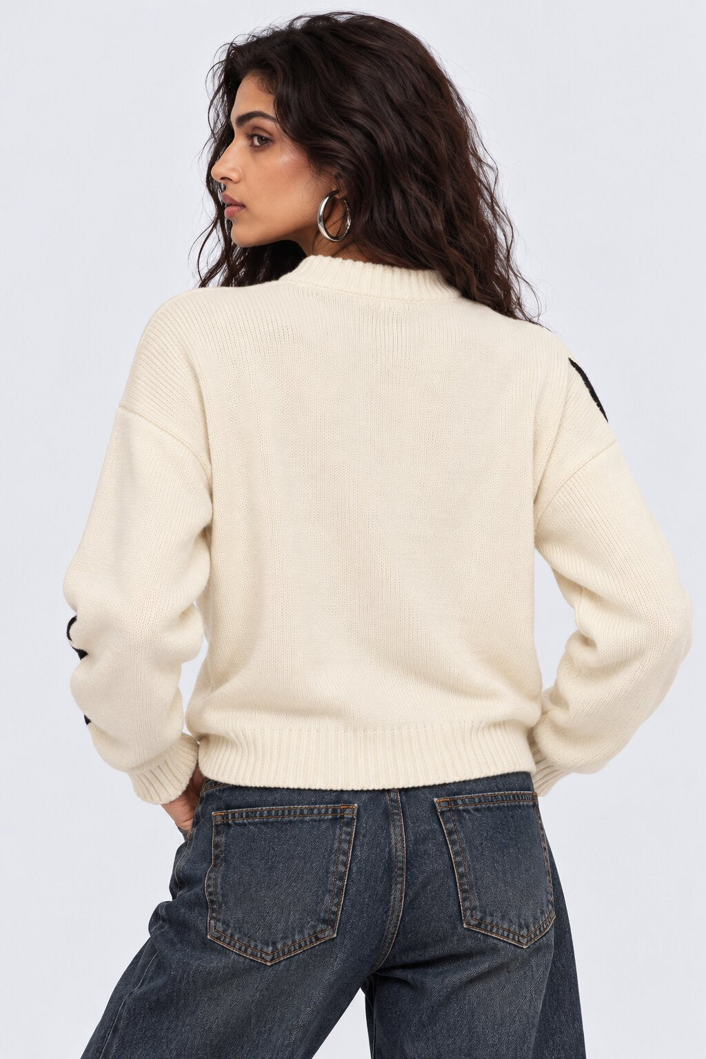 Womens Floral Pattern Knit Pullover Sweater - Image 5