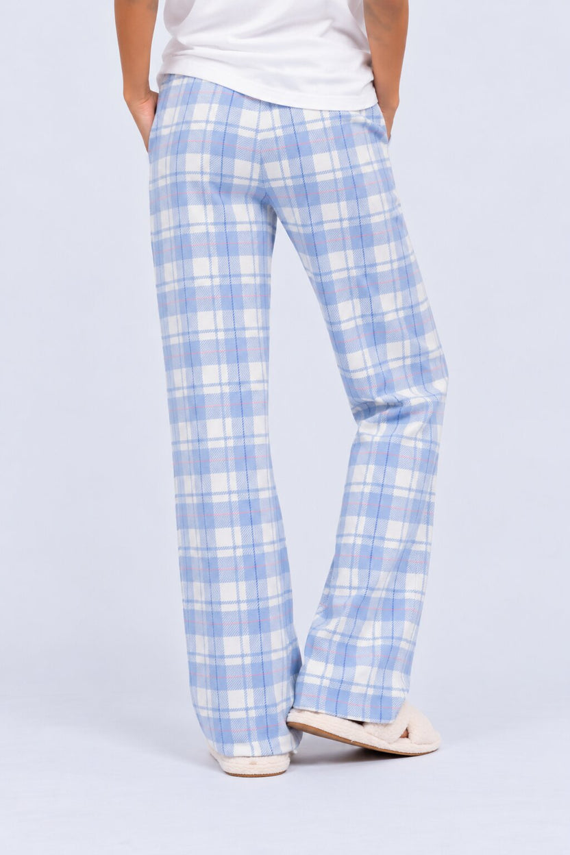 Womens Relaxed Fit Light Blue Checked Lounge Pyjama - Image 5