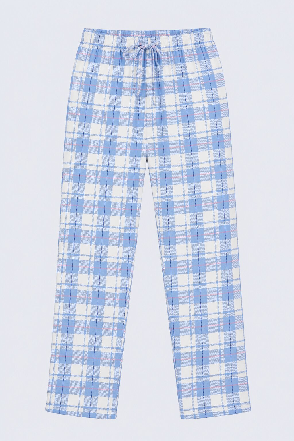 Womens Relaxed Fit Light Blue Checked Lounge Pyjama - Image 7