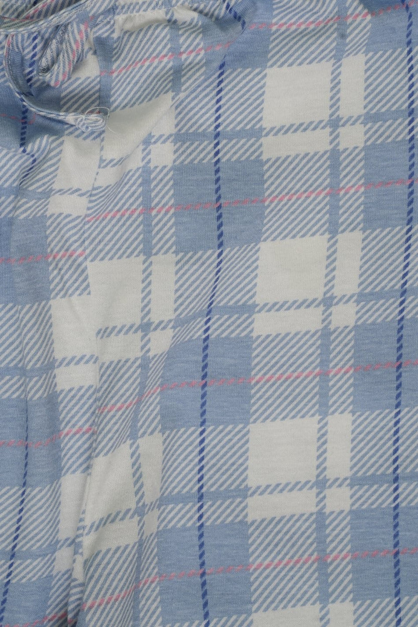 Womens Relaxed Fit Light Blue Checked Lounge Pyjama - Image 8