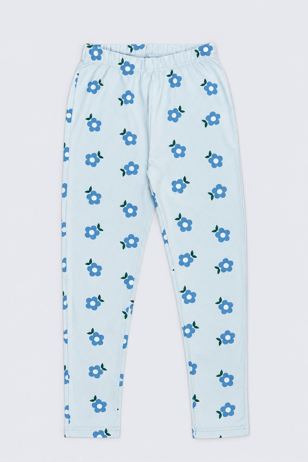 Tweens Girls Light Blue Floral Print Leggings - Image 2