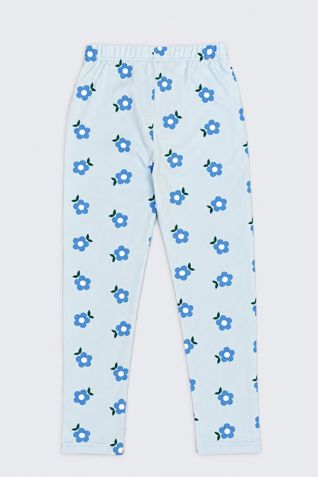 Tweens Girls Light Blue Floral Print Leggings - Image 3