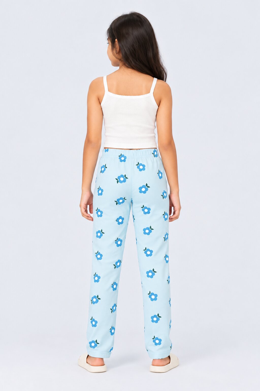 Tweens Girls Light Blue Floral Print Leggings - Image 4
